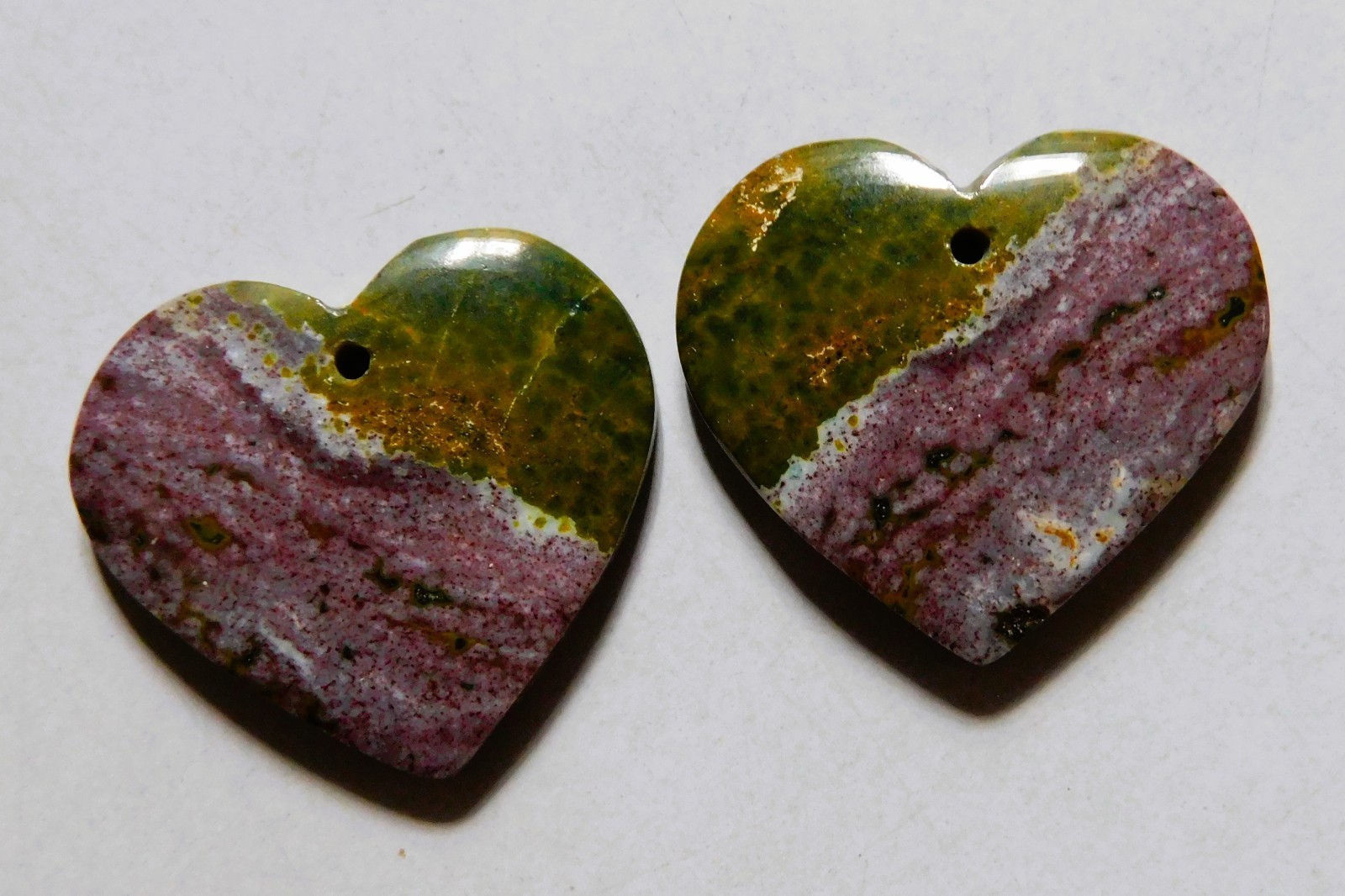 25.60 Cts Natural Ocean Jasper Heart Drilled Cabochon Pair Gemstone 20X22MM 24