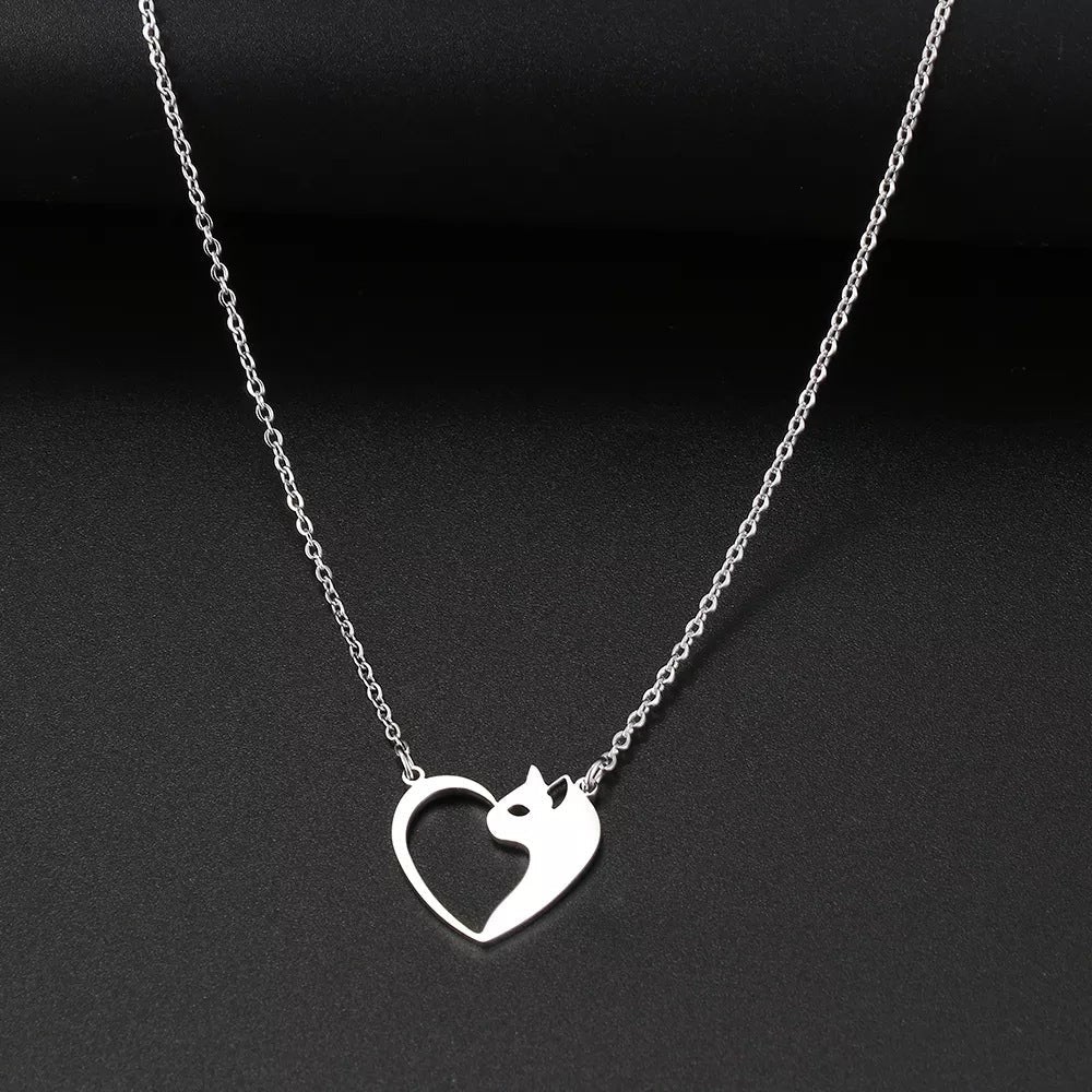 Women’s Fashion Stainless Steel Cat Pendant Necklace