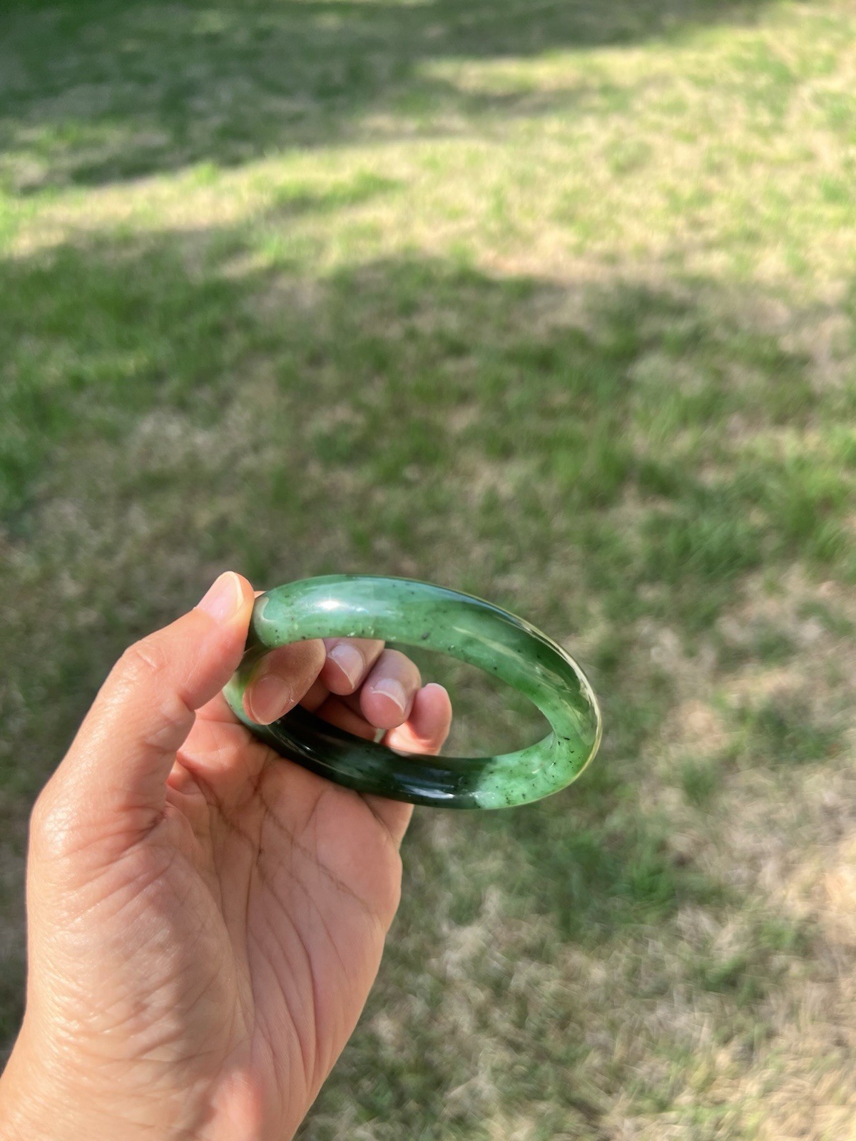 XXL 63.5mm Genuine Green Nephrite Jade Bangle Bracelet B729 2