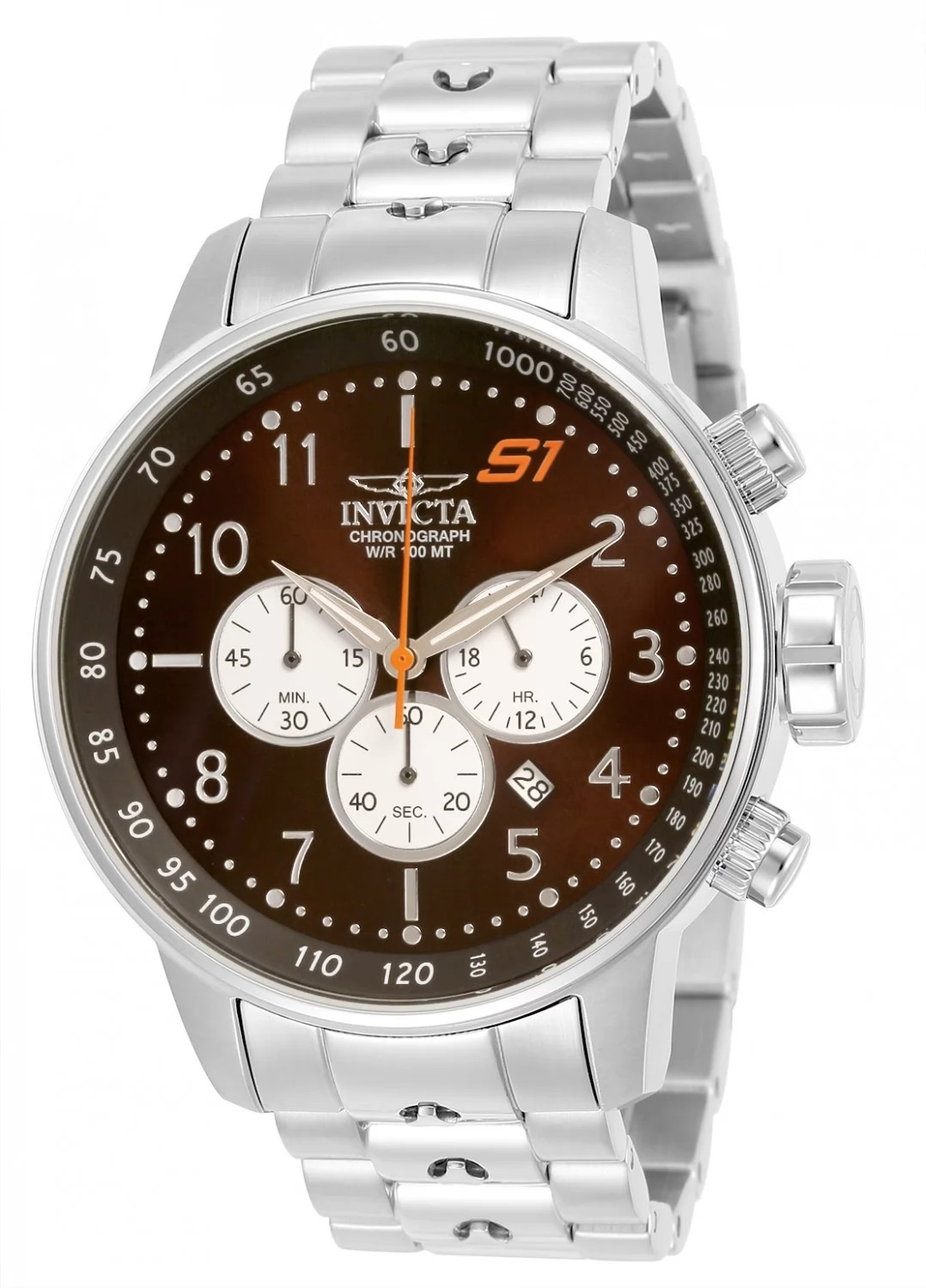 Invicta Men’s 23081 S1 Rally Quartz Chronograph White, Brown Dial Watch
