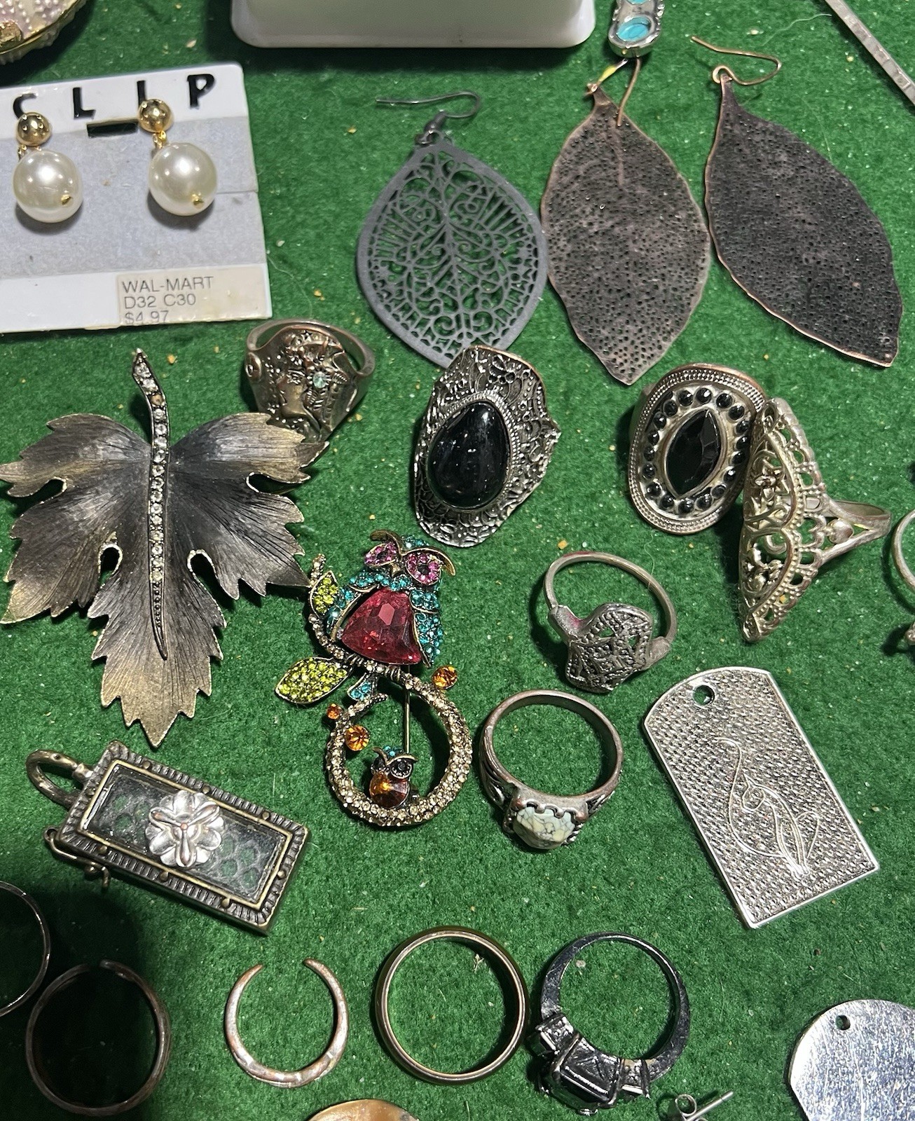 Lot of Jewelry with Several Pieces of Rings Earrings and Other Items See Photos