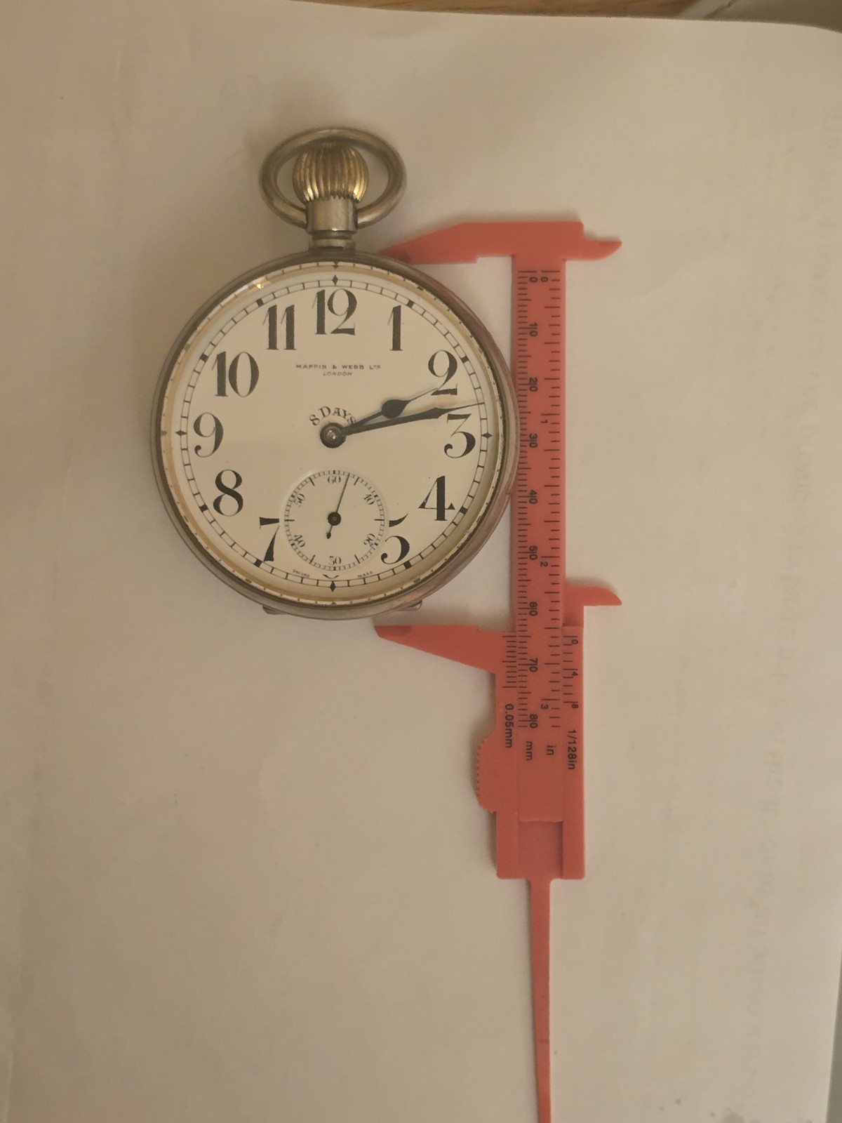 Rare Vintage mappin webb London 8 Days Pocket watch Large 60 MM