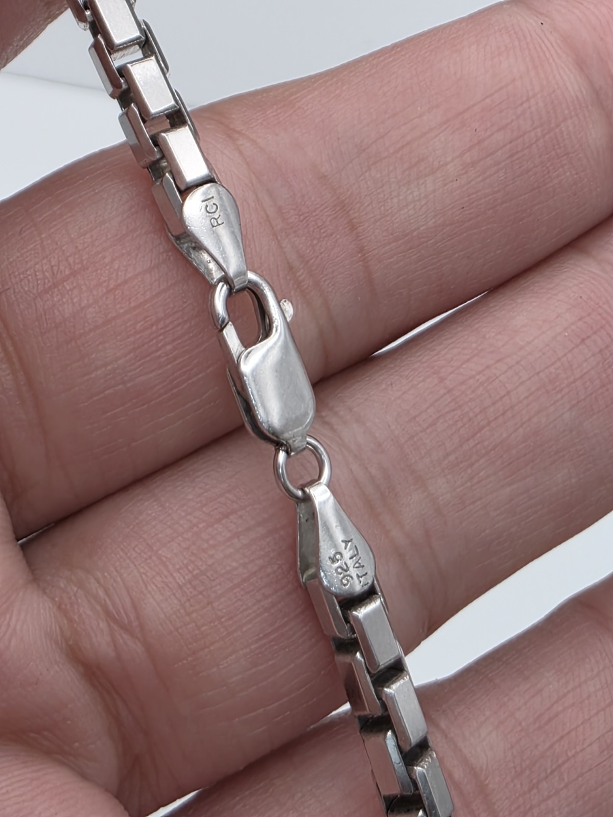 BOX CHAIN RHODIUM PLATED ANTI TARNISH STERLING SILVER 925 4.5MM (24″ INCH LONG)