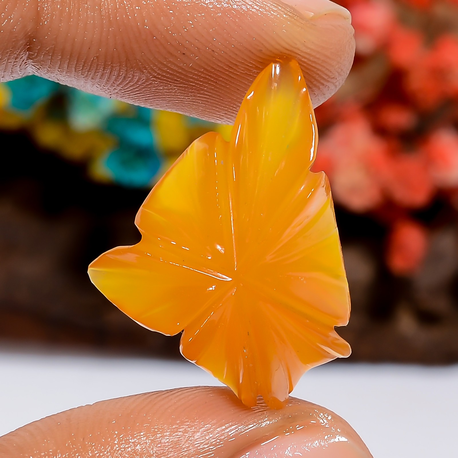 15 Ct Natural Flower Yellow Chalcedony Carved Gemstone Pendant Making 24X19X7 mm