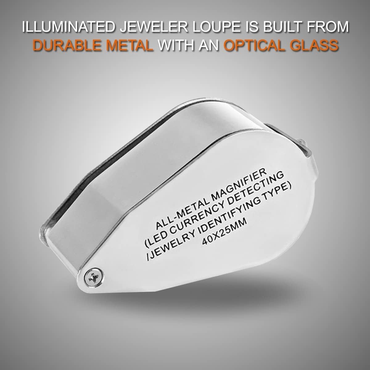 40X Jewelers Loupe LED Light Magnifying Glass Folding Pocket Magnifier for Coins