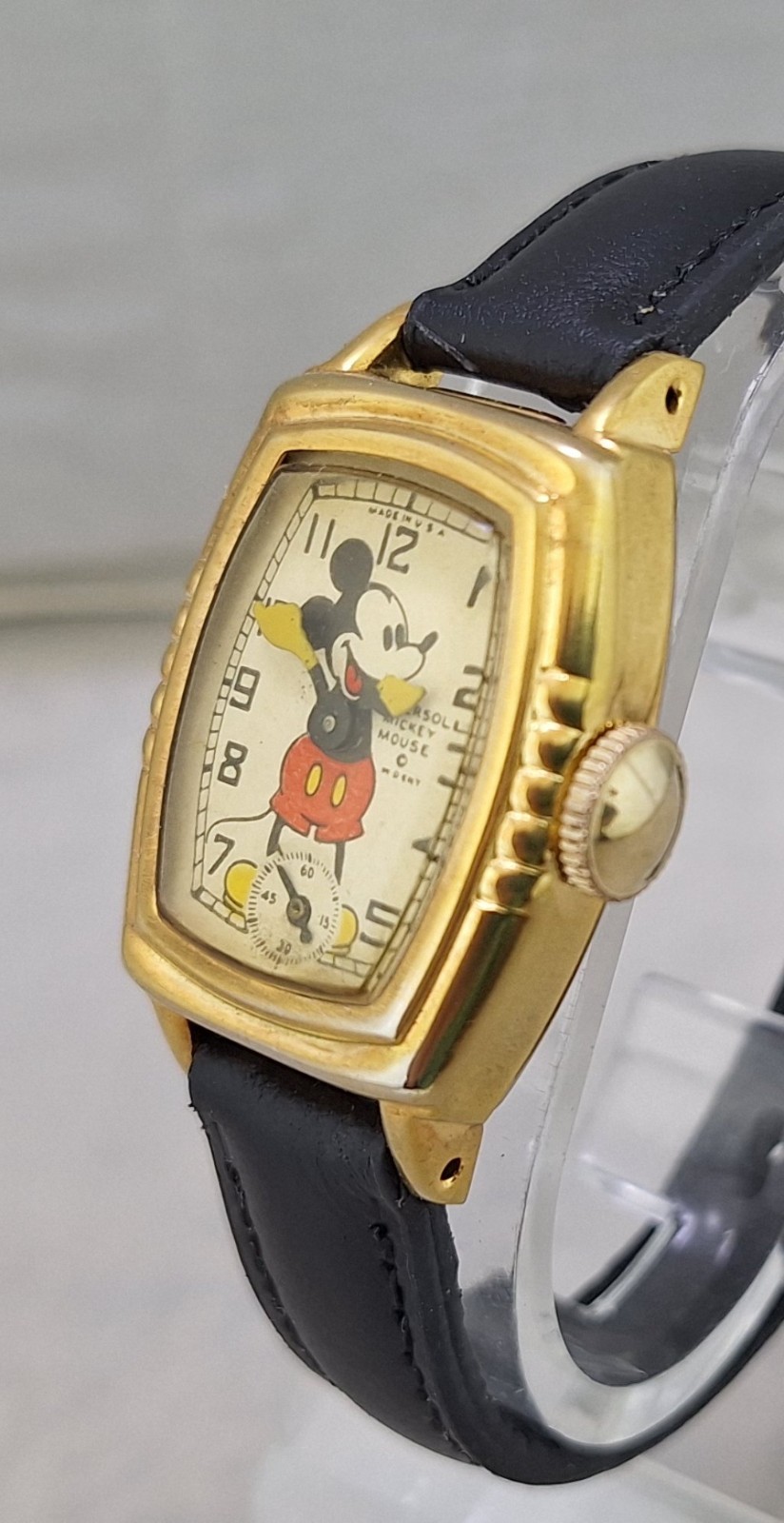 1939 Ingersoll Mickey Mouse ULTRA RARE Gold Toned Watch Serviced and Wearable