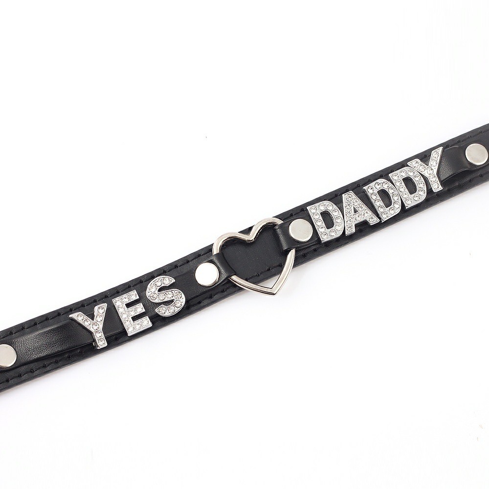 SEX WIFE Choker DIY BDSM Gift Necklace Heart Custom Collar Chain Metal Leash J4