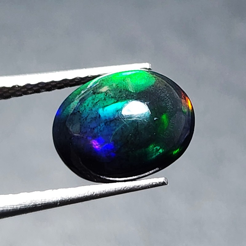 Natural Welo Black Opal Ethiopia Oval Cabochon Vivid Blue Green Fire 1.30Ct Gem