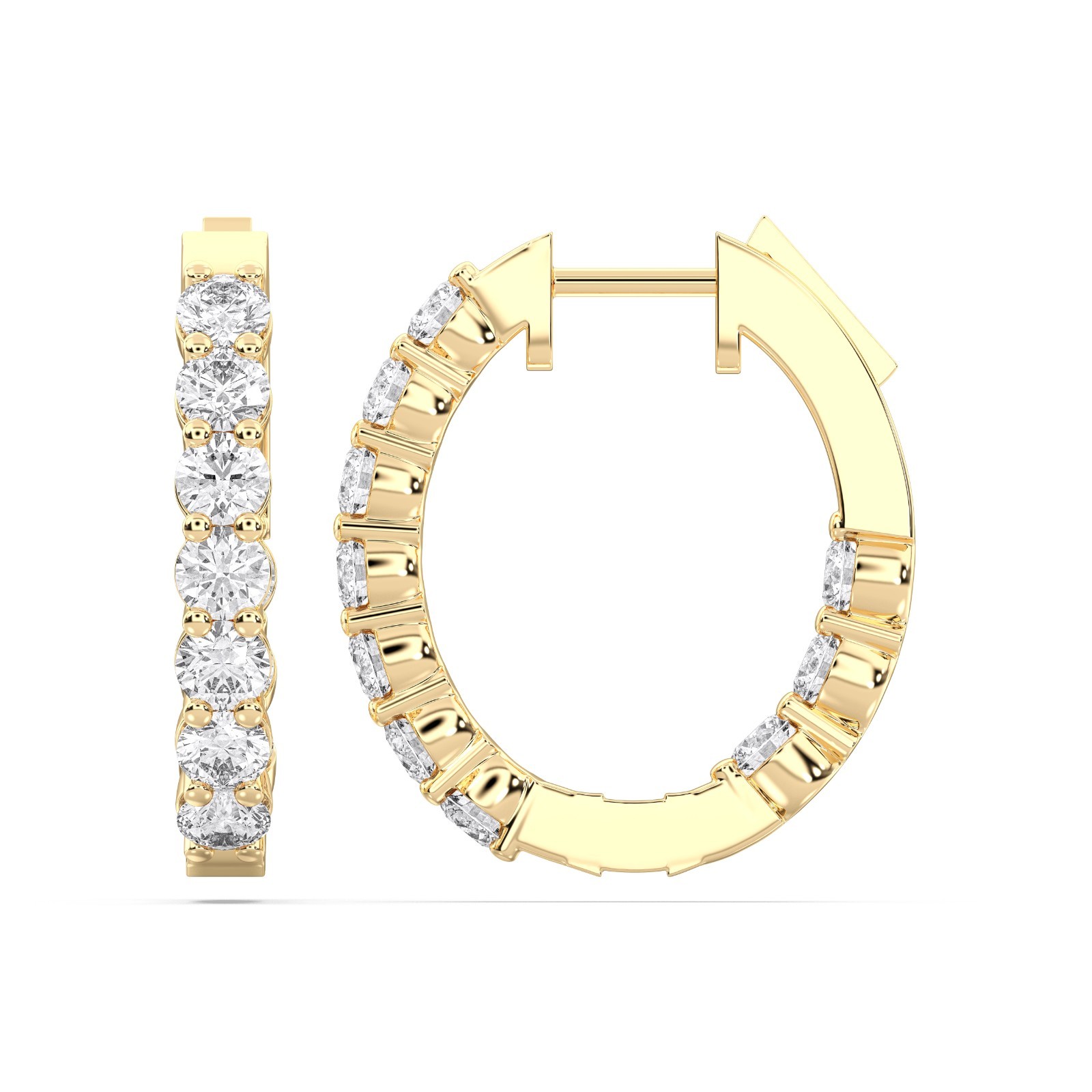 Ananta Jewels 2.00Ct Round Cut Moissanite Hoop Earrings 925 Silver for Women