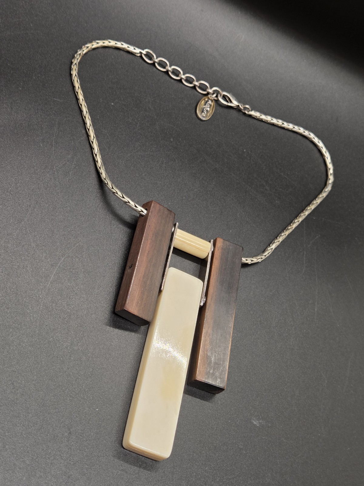 Vtg Original NATURE BIJOUX Wood Bone Bib Necklace DESIGNER JEAN-DANIEL CHRISTIN