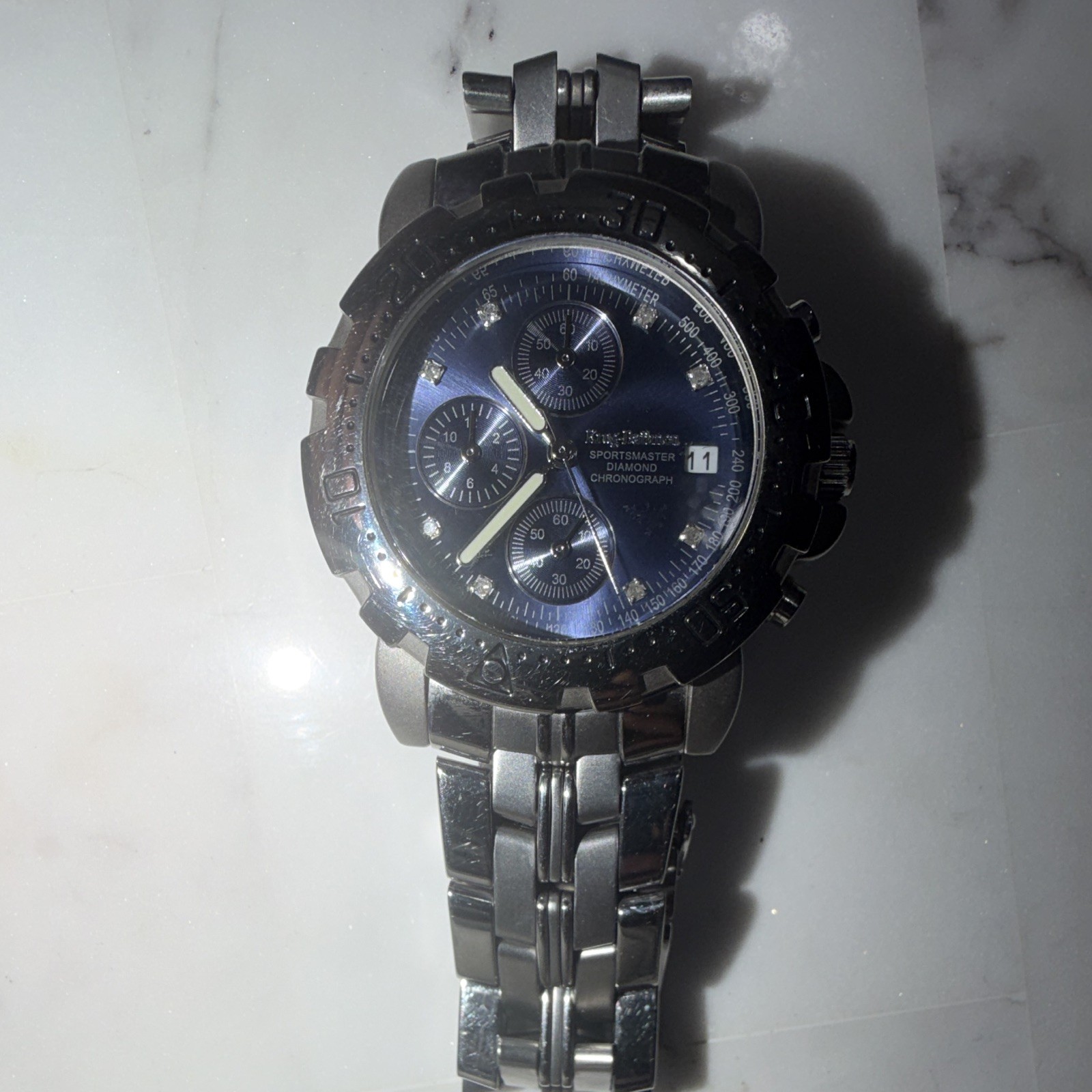 Krug-Baumen Sportsmaster Diamond Chronograph Blue Dial Quartz SS 5ATM