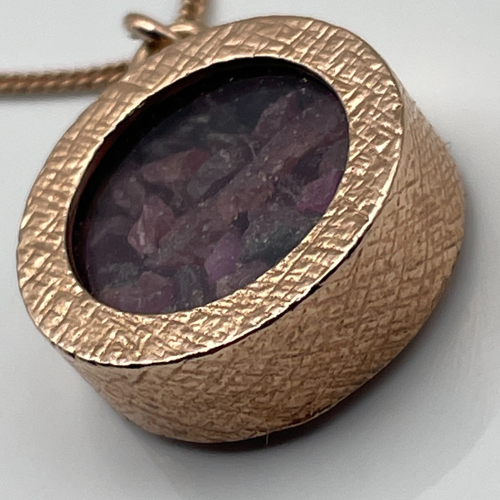 Rose gold on sterling silver/ruby amulet pendant and ‘925’ chain necklace 10.26g