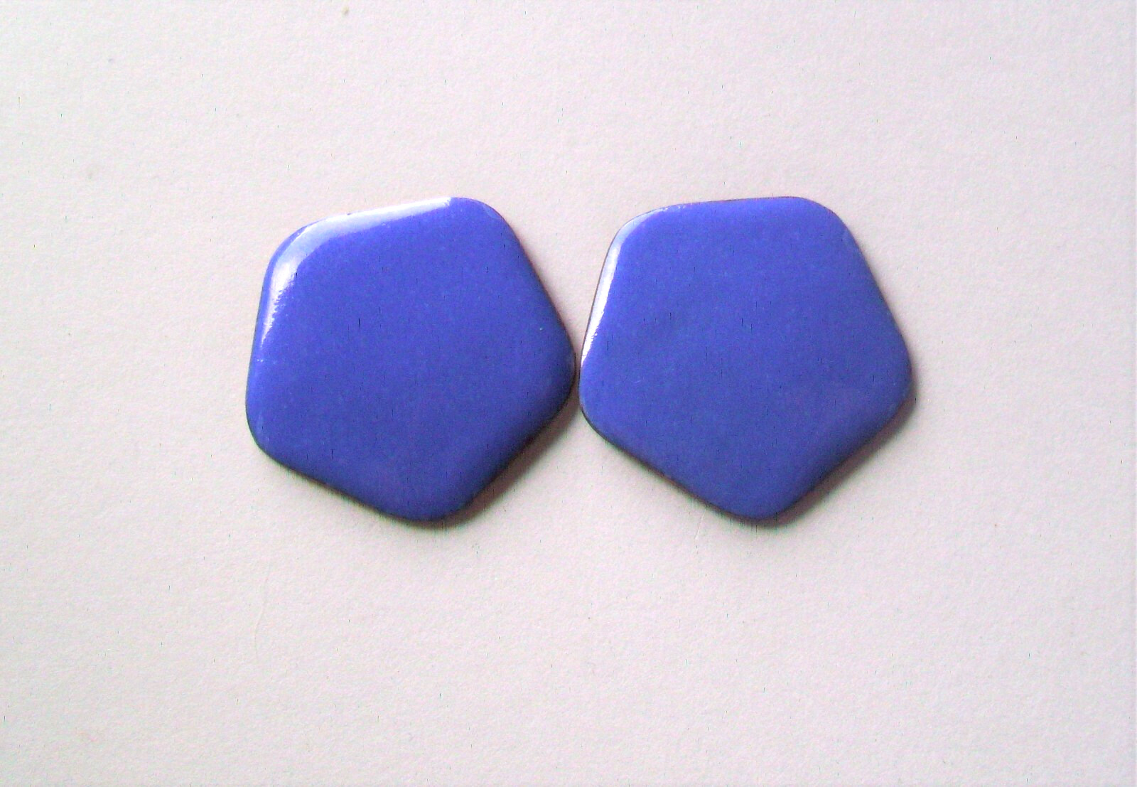 PENTAGON SHAPE POST EARRINGS – Enamel On Copper-MEDIUM BLUE COLOR ENAMEL