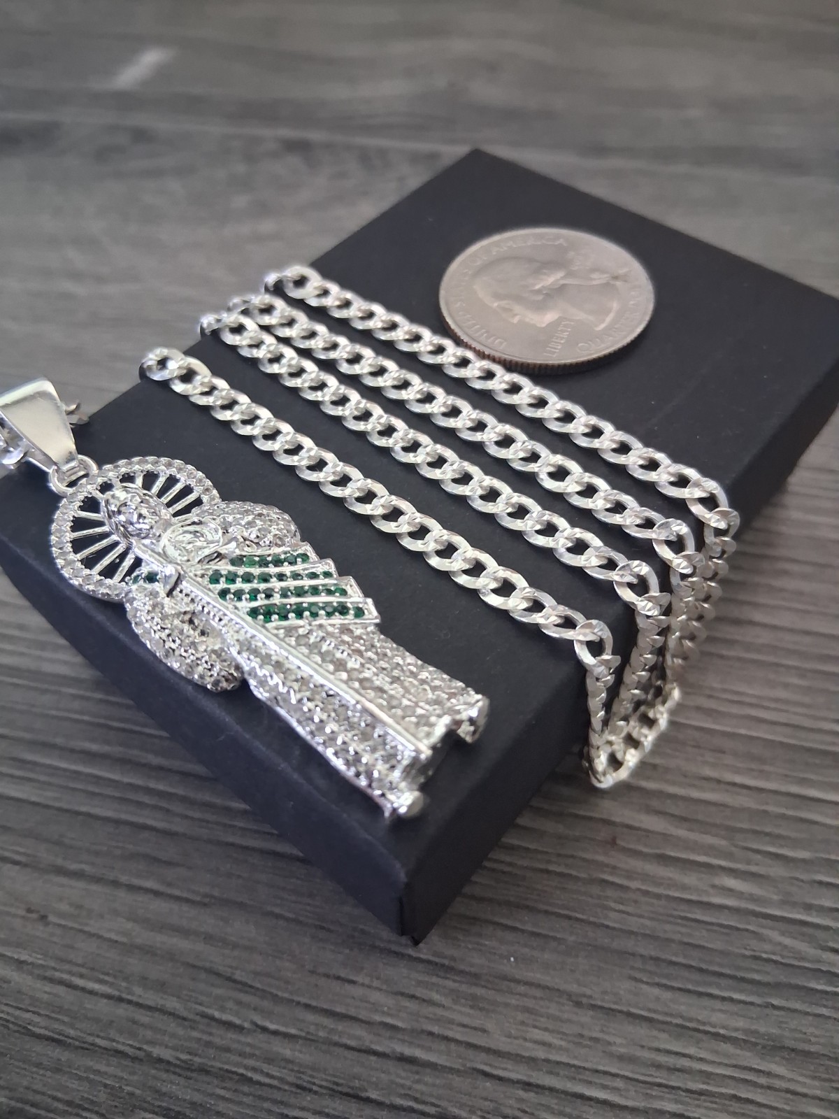 cadena y san judas c/z plata 925 / sterling silver chain & st jude 24″ 3.7mm