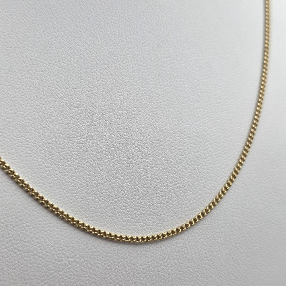 18″ 14K Yellow Gold 1.3mm Curb Link Chain Necklace w Spring Ring Clasp 1963PR