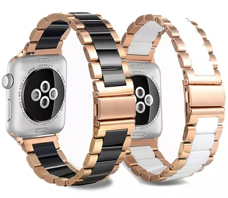 Ceramic Ladies Watch Band Stainless Steel Bracelet For Apple Watch Series 6 5 SE