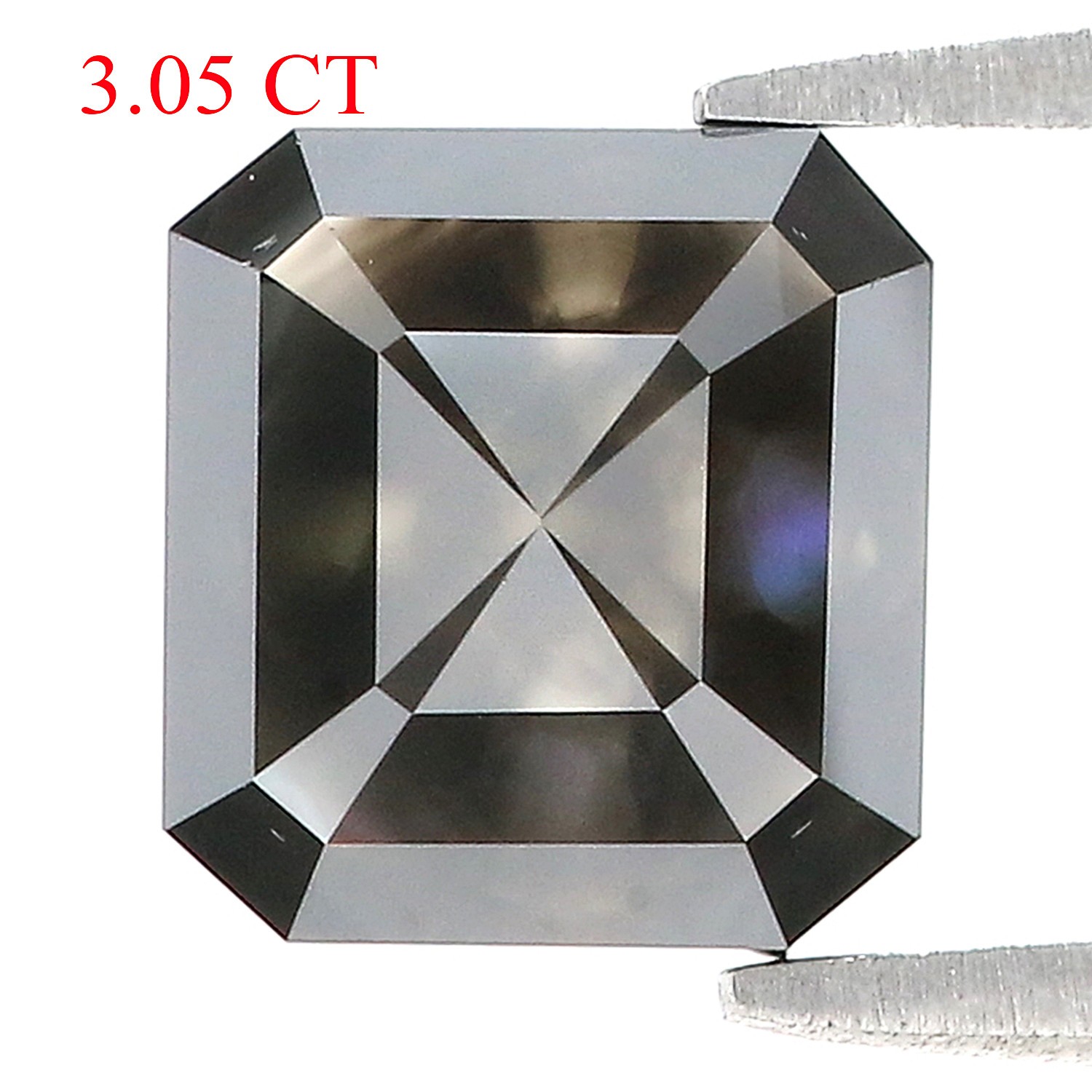 3.05 CT Natural Loose Emerald Shape Diamond 7.90 MM Black Color Diamond QL9503