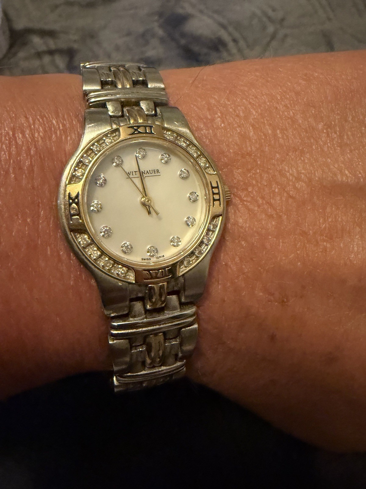 Vintage Wittnauer Laureate Women’s Two Tone Diamond Watch 12R12 Gold Silver
