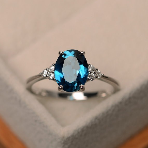 2.15 Ct Oval Cut Natural Topaz Diamond Wedding Ring 14K White Gold Size 7