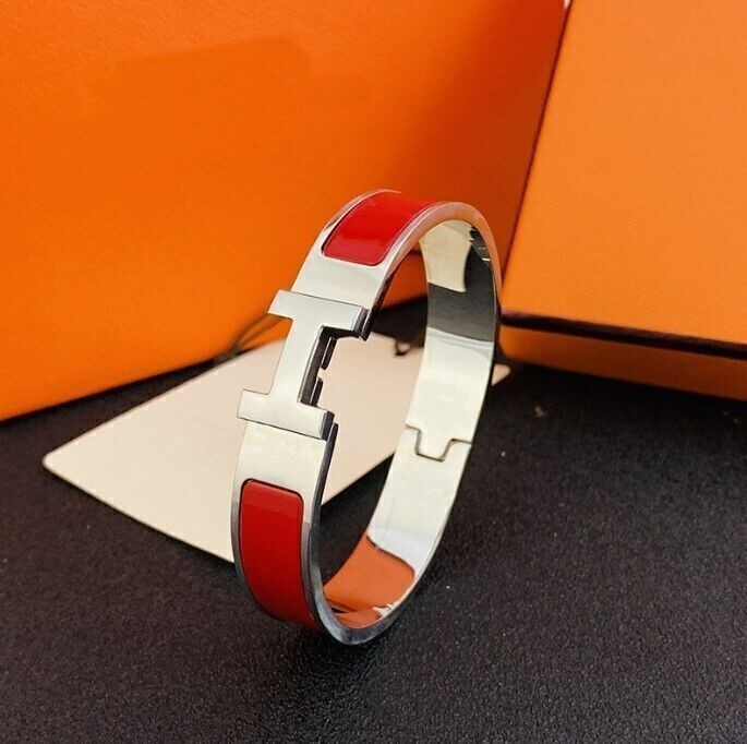 RARE NEW High Quality Classic Luxury Stainless Steel H-buckle Bracelet Size 17cm