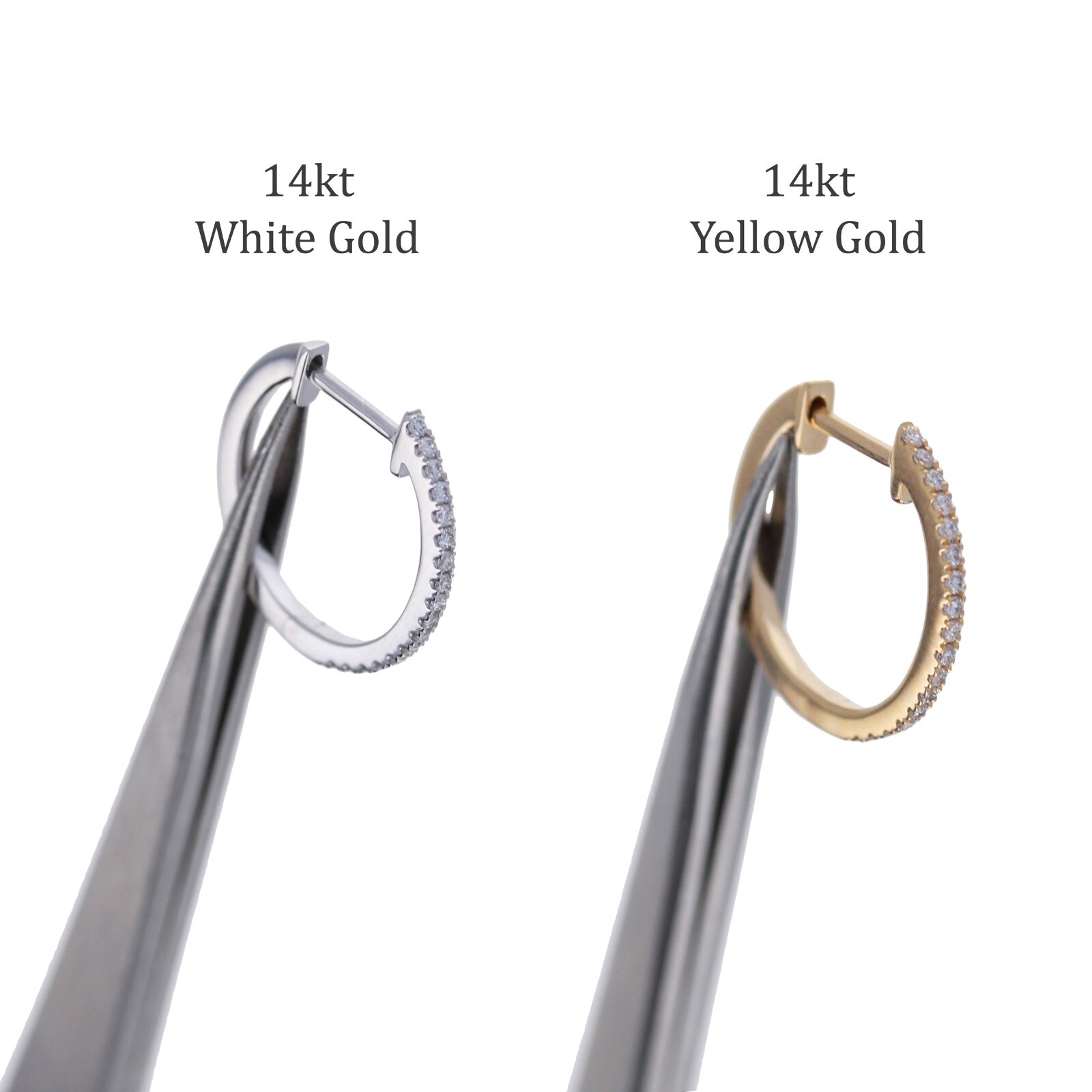 Diamond Huggies, 14kt Yellow / White Gold, Fine Jewelry, 14mm Diamond Earrings
