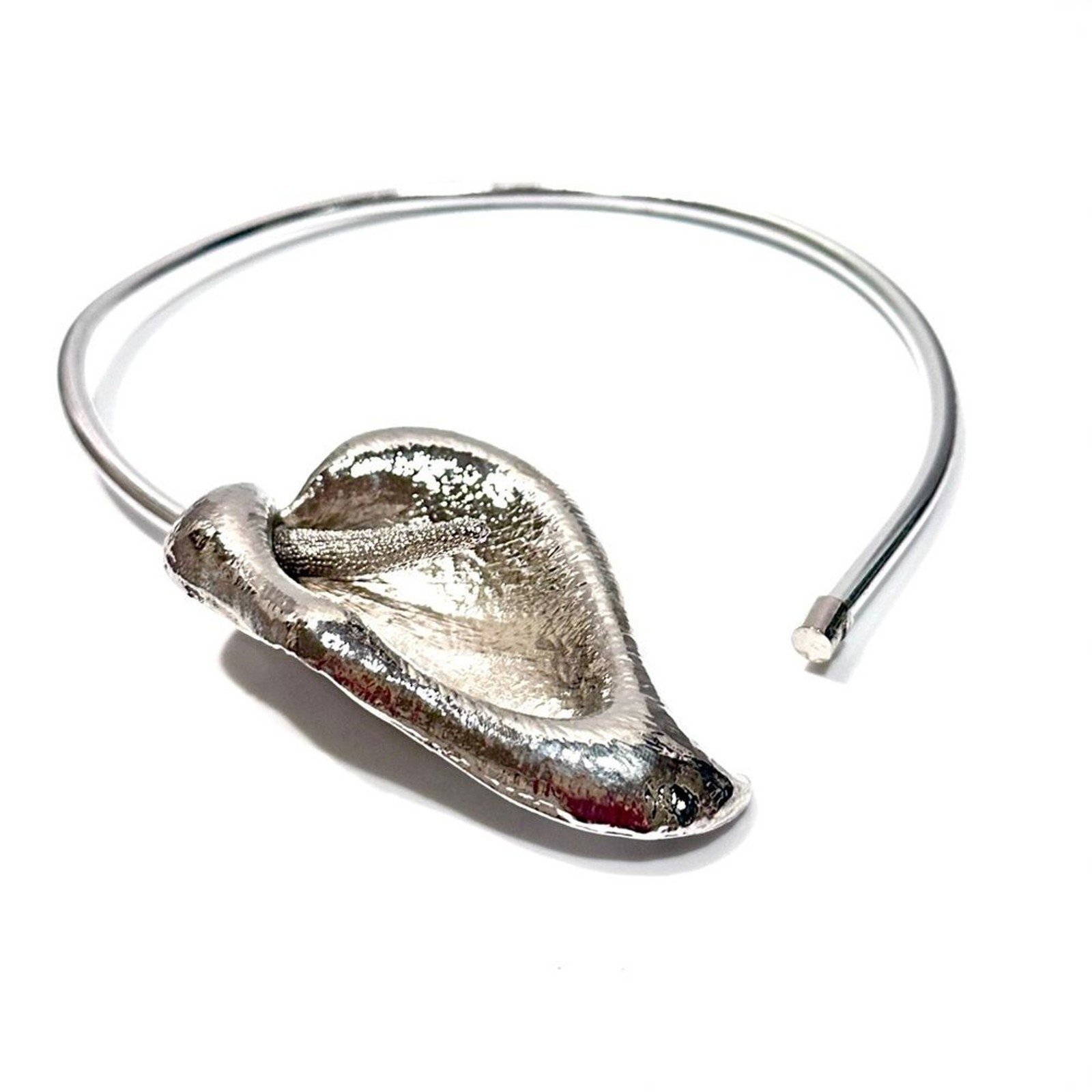 SILVER PANACHE | Cala Lily Contemporary Collar Artisan Necklace | NWT