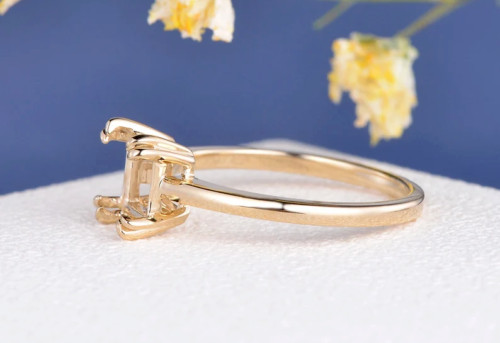 6mm Princess Setting Customize Semi Mount Engagement Ring 14k Yellow Gold Plated