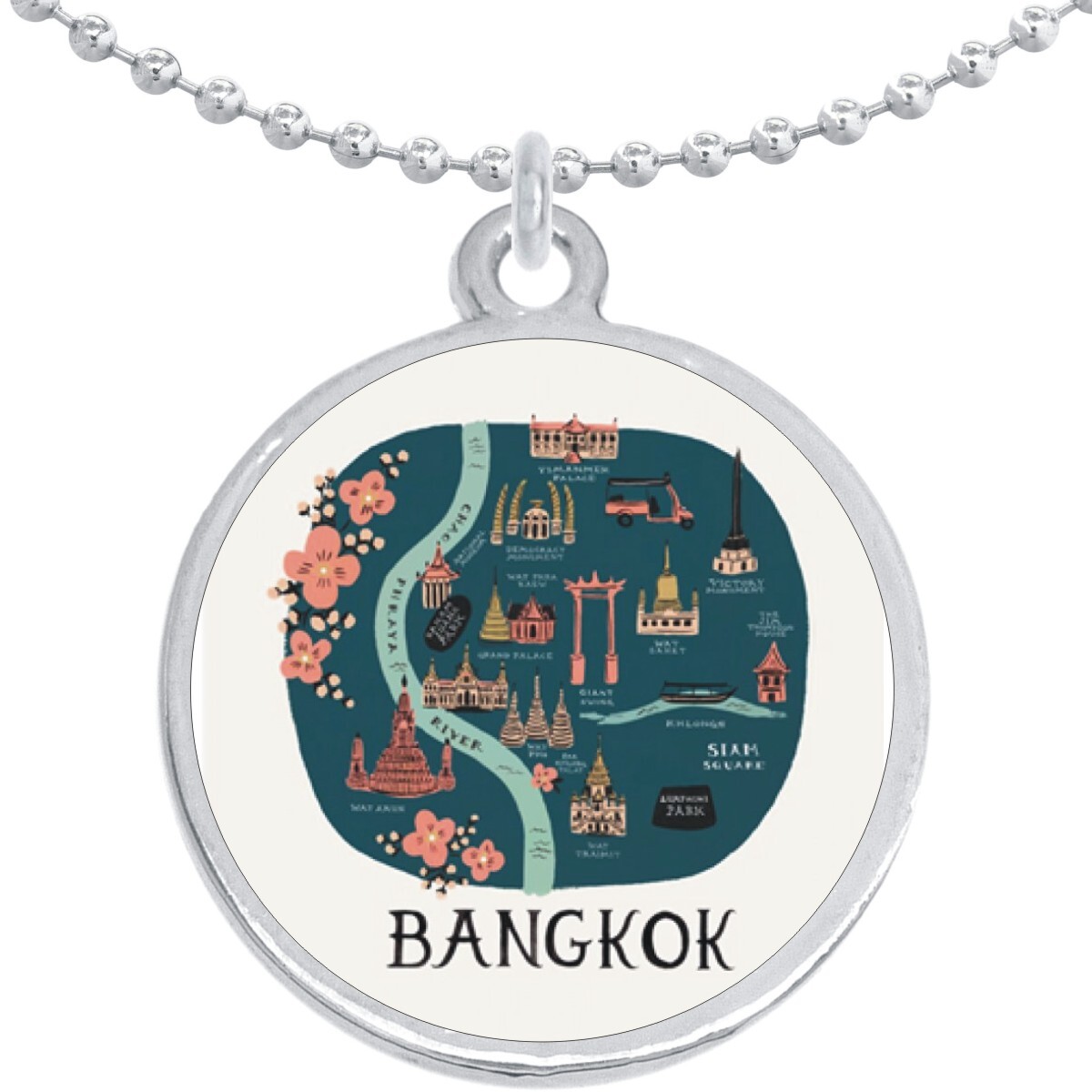 Bangkok Round Pendant Necklace Beautiful Fashion Jewelry