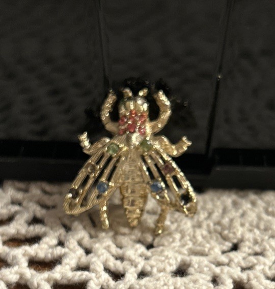 Vintage insect brooch pin multi color rhinestone brooch art nouveau Bee Wasp