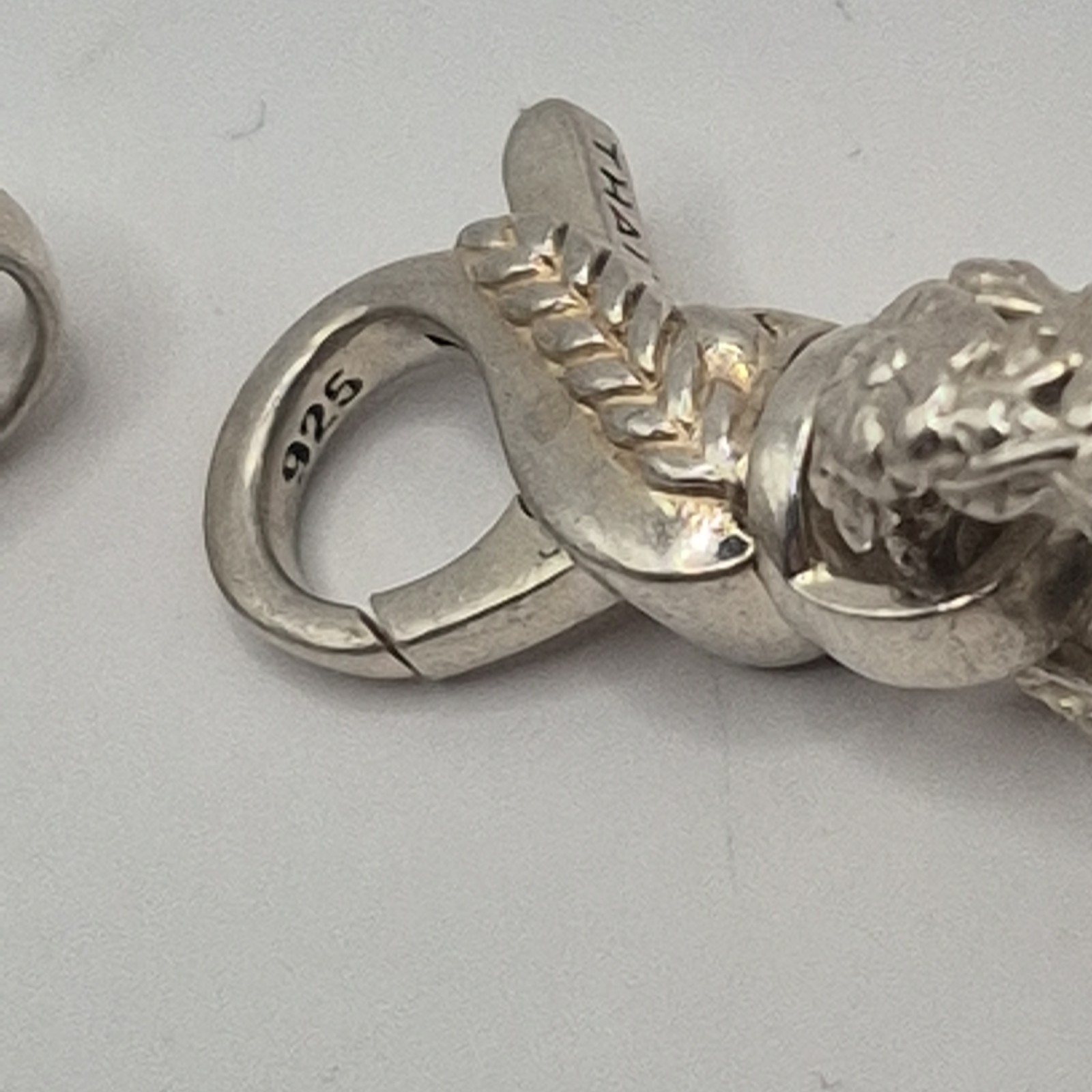 JAI Sterling Silver Chain Curb Link 44g Floral Link Motif Bracelet 925 6.75″