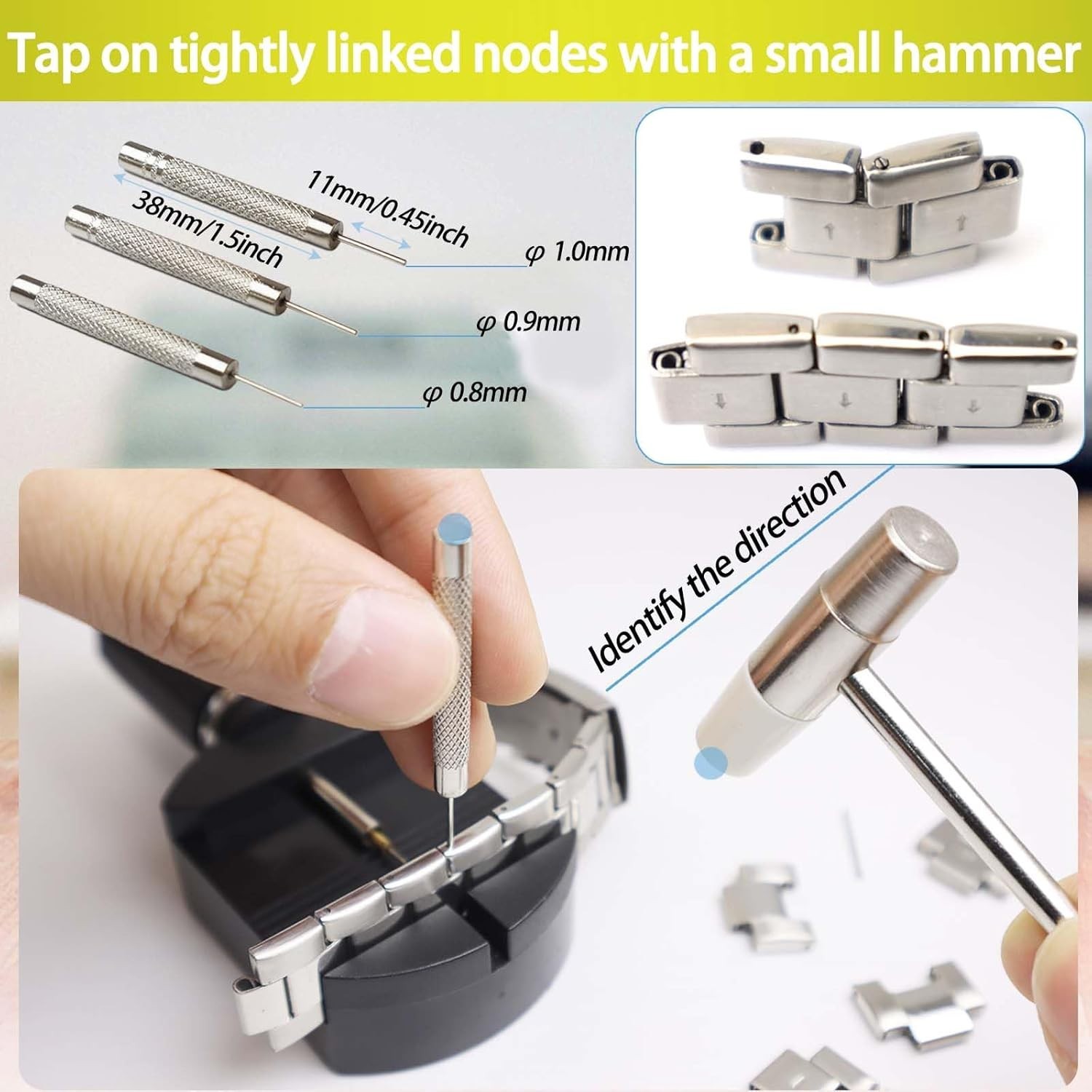 Watch Link Removal Kit Watch Band Sizing Tool for Watch Strap Adjustment Watc…