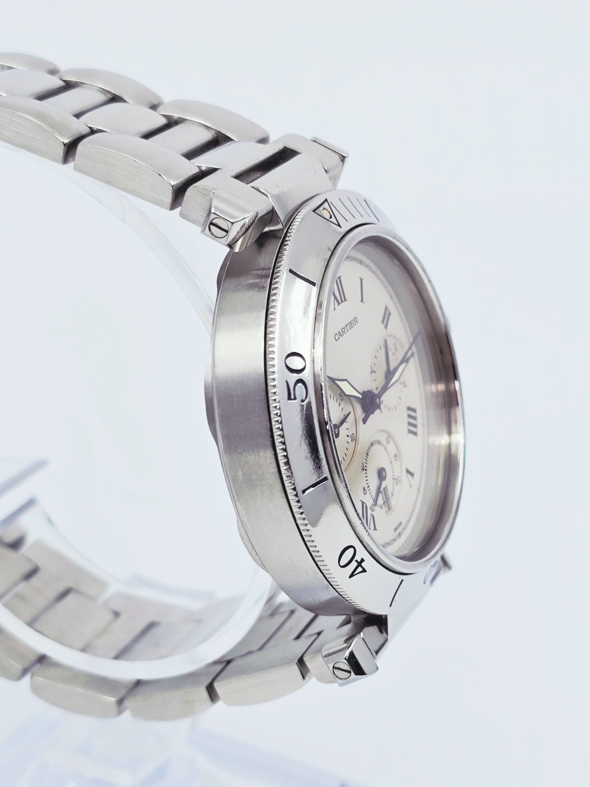 Cartier Pasha De Cartier Chronograph Quartz 38mm Stainless Steel Watch Ref 1050