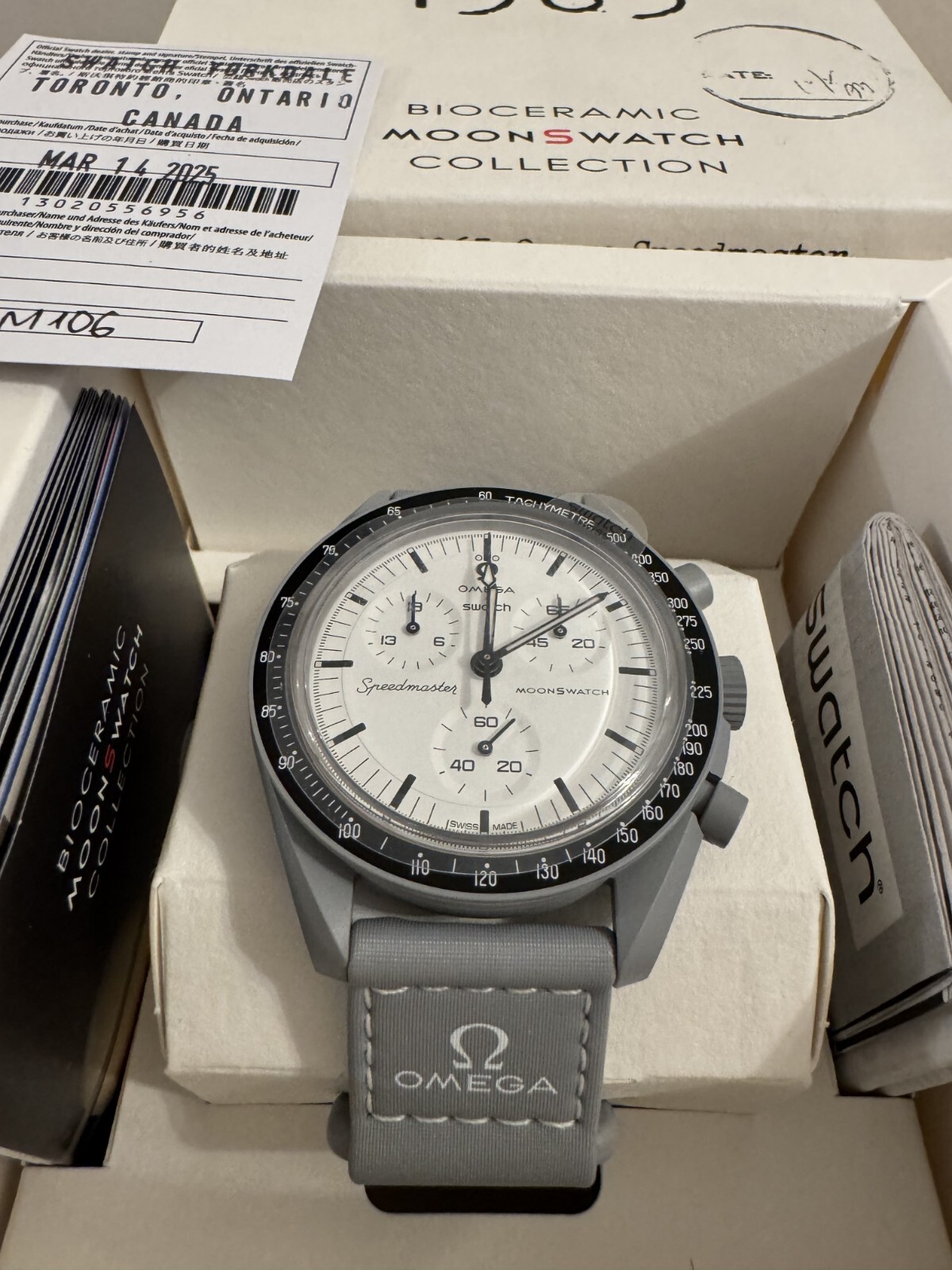 Swatch x OMEGA BIOCERAMIC MoonSwatch 1965 Gray White SO33M106 NEW Authentic