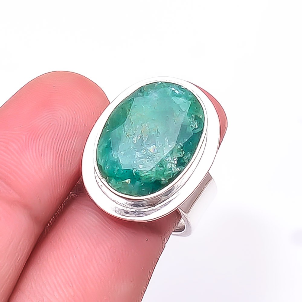 Emerlad – Dyed Quartz Designer 925 Sterling Silver Handmade Ring S.7 R951042022