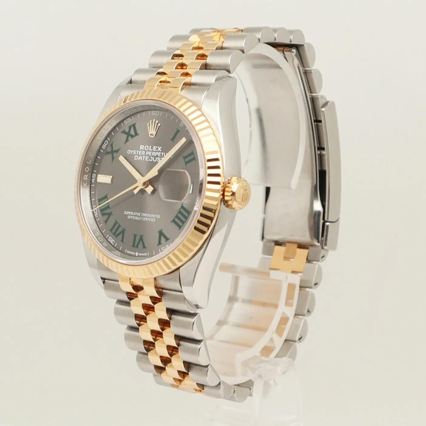 Rolex Datejust 36mm Steel 18k Yellow Gold Steel Wimbledon Dial Watch 126233