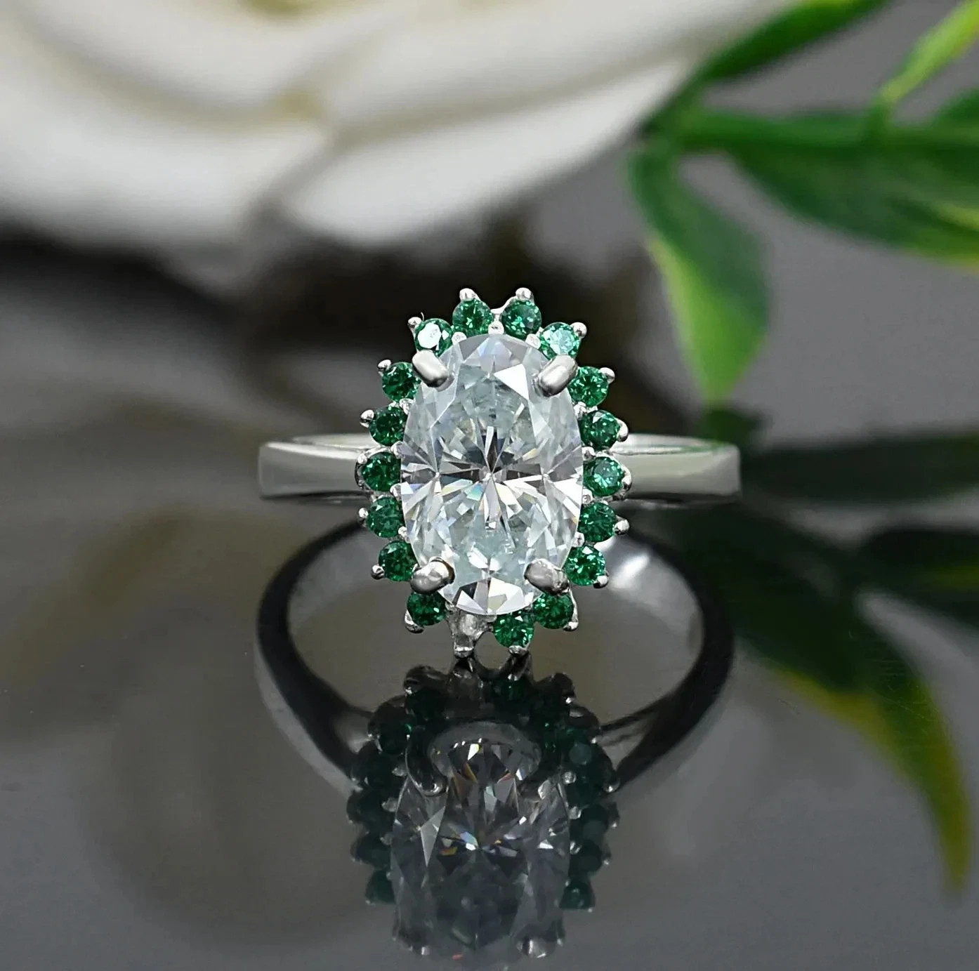 Rare 2.50Ct Oval Cut Moissanite Solitaire Ring 14k White Gold Plated