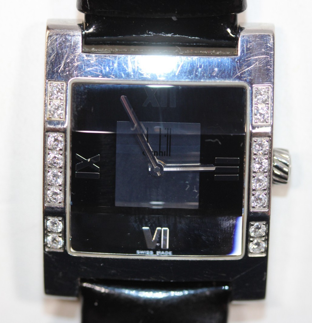 Alfred Dunhill Stainless Diamond Accented Women’s Watch,Leather Band.New battery