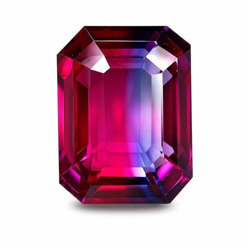 9.26 Ct Certified Natural Bi Color Sapphire Emerald Cut Jewelry Gemstone