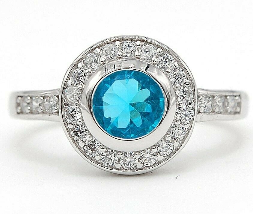 2CT Heat Treated Blue Topaz 925 Solid Sterling Silver Ring Sz 6, UB3-8