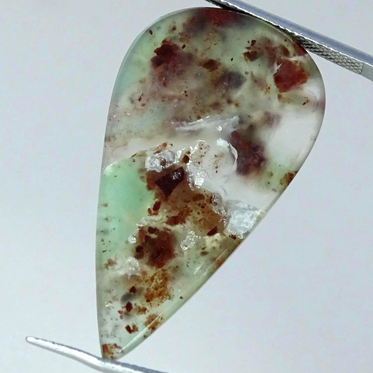 23.10Cts AA+ Natural Aqua Chalcedony Pear Cabochon Gemstone 19X35X4MM