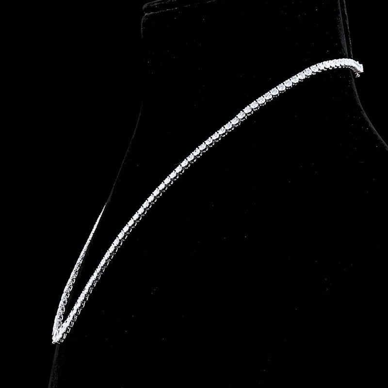 17.0 CTW Round Cut VVCS1 Moissanite Tennis Necklace In 14k White Gold Plated