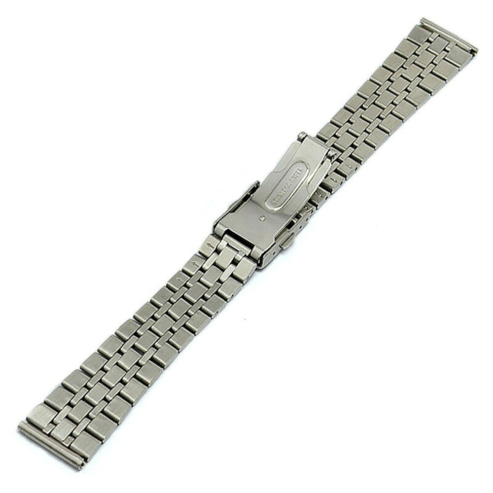 16 18 19 20 21 22mm Silver Pure Solid Link 316L Stainless Steel Watch Strap Band
