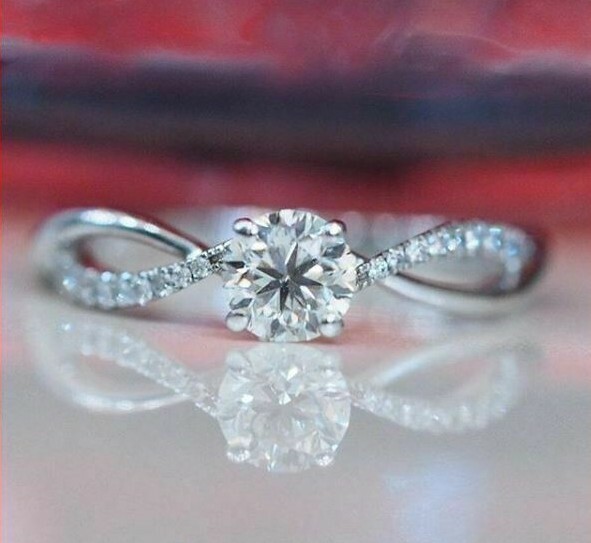 1.20Ct Round Simulated Diamond Twisted Engagement Ring In 14k White Gold Plated
