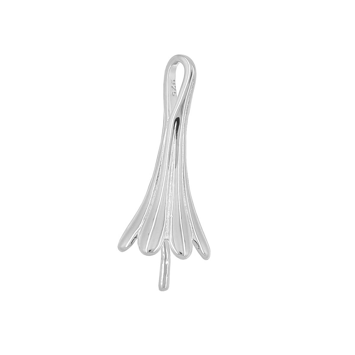 Fine Sterling Silver Pearl Cup Pendant Bail Connector with Pin #99794