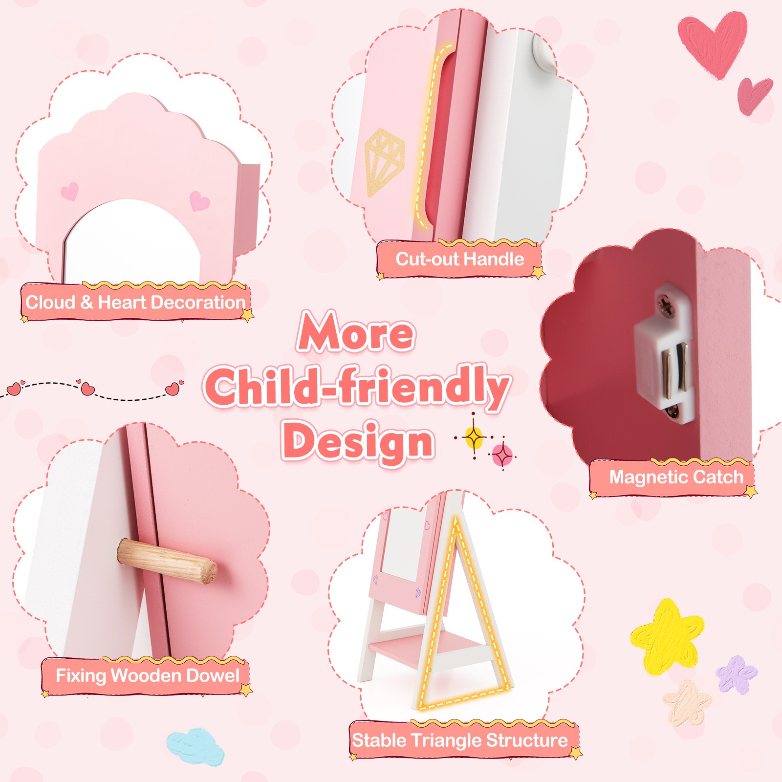 Kids Vanity Set Princess Makeup Dressing Table and Chair Set w/ Jewelry Armoire
