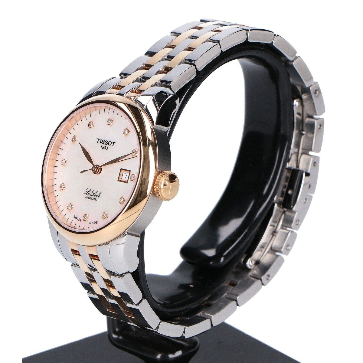 TISSOT Le Locle 29mm Automatic Watch White MOP Dial See-through Back Used