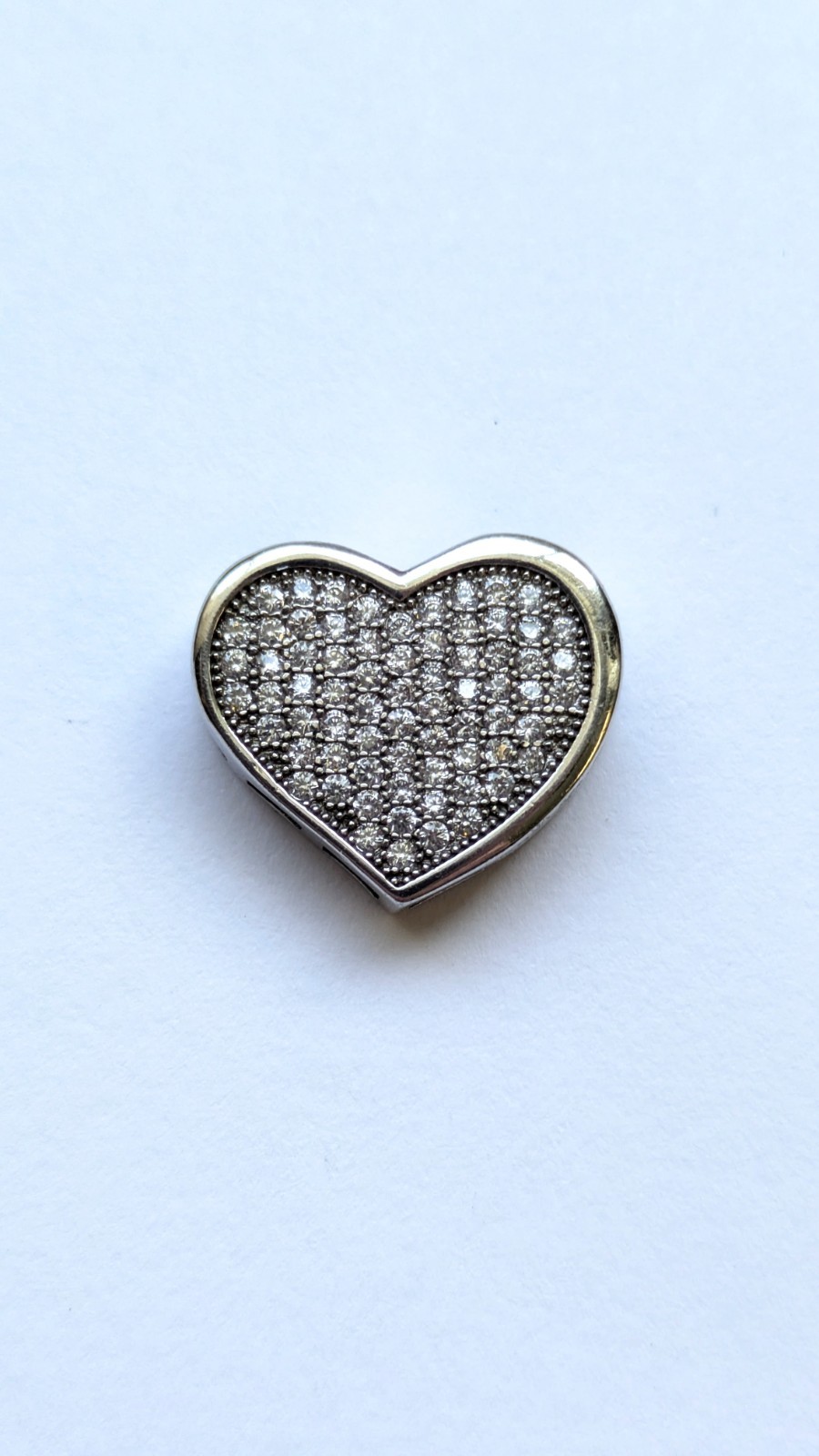 925 Sterling Silver Pave Cz Heart Slide Pendant