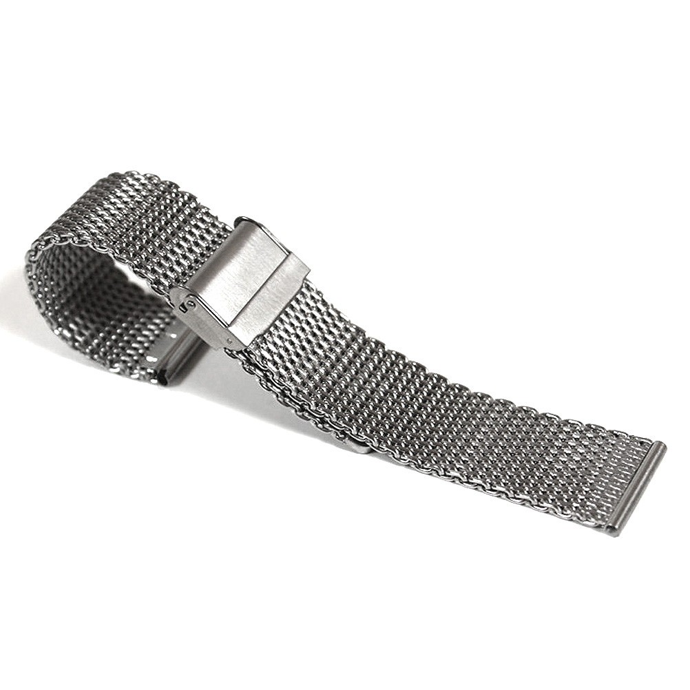 18 Mm Mesh Band Watch Stainless Steel Strap Simple Watches Polished