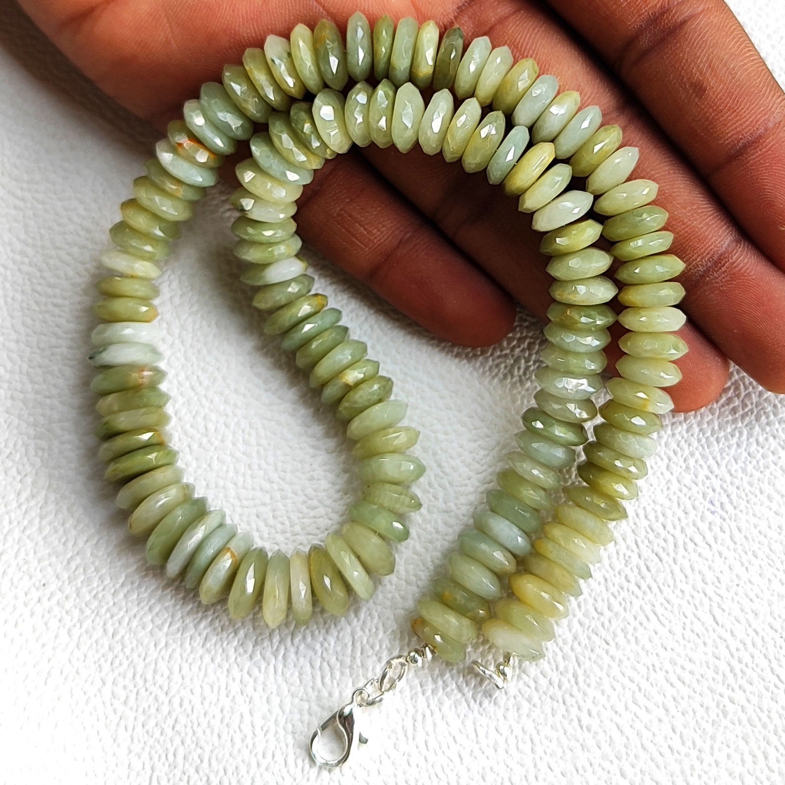 Natural Chrysoberyl Cats Eye 9-11mm Faceted German Cut Beads Necklace 16″ India