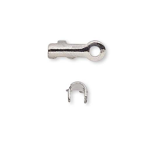 12 Fold Over Cord Crimp Bead End Tip Findings With Loop For Jewelry Cord & Wire